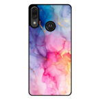 Motorola Moto E6 Plus telefoonhoesje met regenboog marmer opdruk