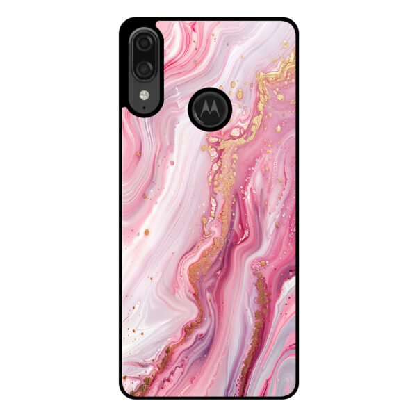 Motorola Moto E6 Plus telefoonhoesje met roze marmer opdruk