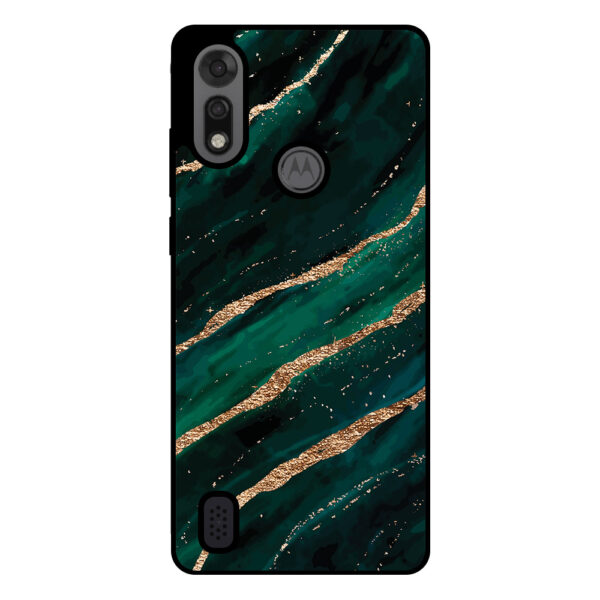 Motorola Moto E6i - E6s 2020 telefoonhoesje met groen goud marmer opdruk