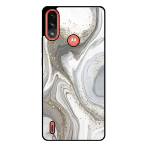 Motorola Moto E7i Power - Moto E7 Power telefoonhoesje met zilver marmer opdruk