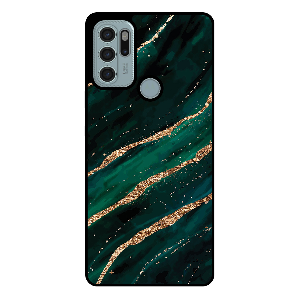 Motorola Moto G60s telefoonhoesje met groen goud marmer opdruk