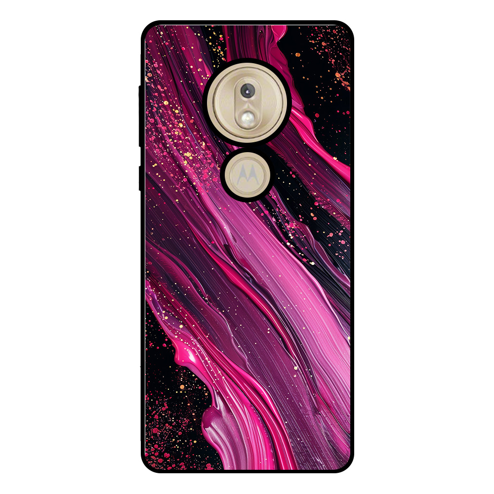 Motorola Moto G7 Play telefoonhoesje met paars roze marmer opdruk