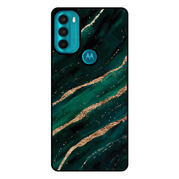 Motorola Moto G71 5G telefoonhoesje met groen goud marmer opdruk