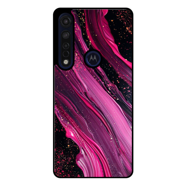 Motorola Moto G8 Plus telefoonhoesje met paars roze marmer opdruk