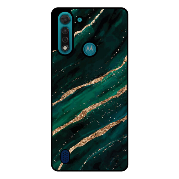 Motorola Moto G8 Power Lite telefoonhoesje met groen goud marmer opdruk