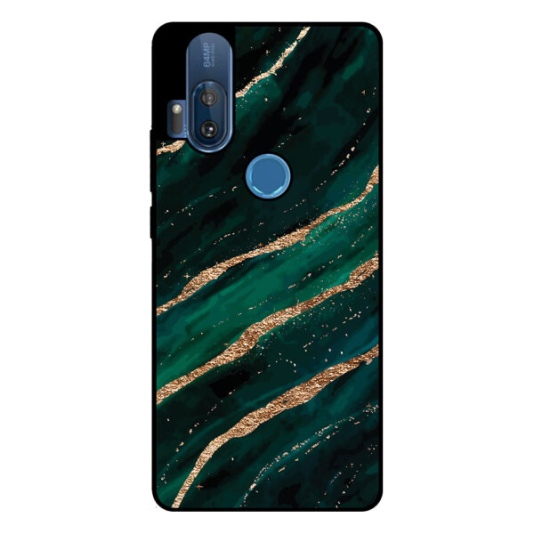 Motorola One Hyper telefoonhoesje met groen goud marmer opdruk