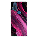 Motorola One Hyper telefoonhoesje met paars roze marmer opdruk