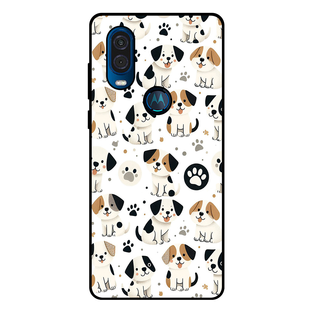 Motorola One Vision telefoonhoesje met honden opdruk