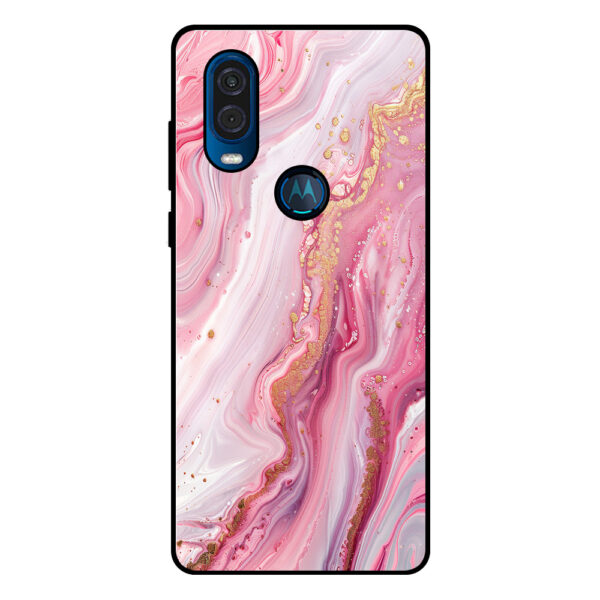 Motorola One Vision telefoonhoesje met roze marmer opdruk