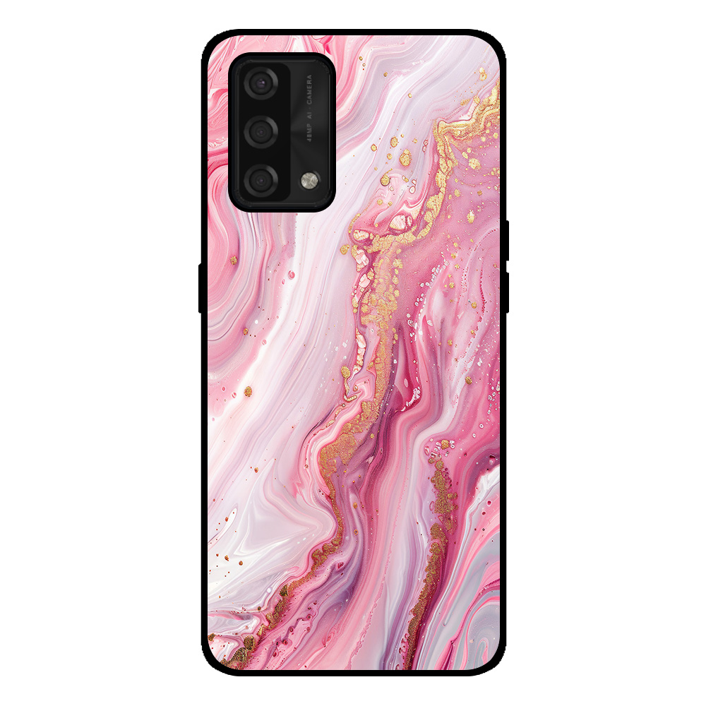 Oppo A74 4G telefoonhoesje met roze marmer opdruk