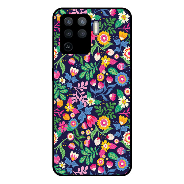 Oppo A94 4G-Reno5 Lite telefoonhoesje met bloemen opdruk