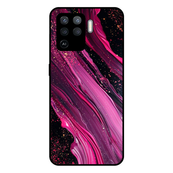 Oppo A94 4G-Reno5 Lite telefoonhoesje met paars roze marmer opdruk