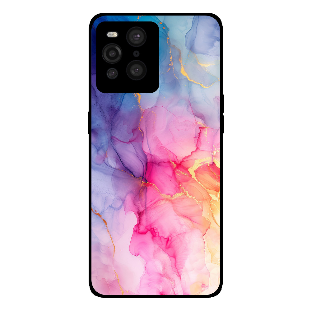 Oppo Find 3X Pro telefoonhoesje met regenboog marmer opdruk