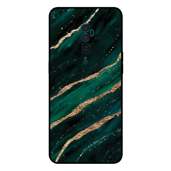 Oppo Reno 10X Zoom telefoonhoesje met groen goud marmer opdruk