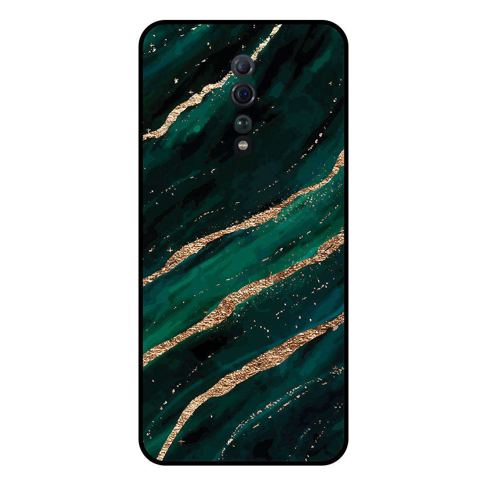 Oppo Reno Z telefoonhoesje met groen goud marmer opdruk