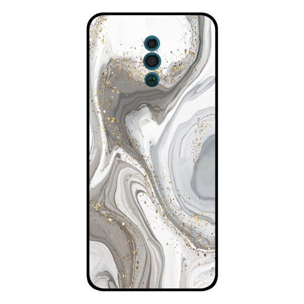 Oppo Reno telefoonhoesje met zilver marmer opdruk