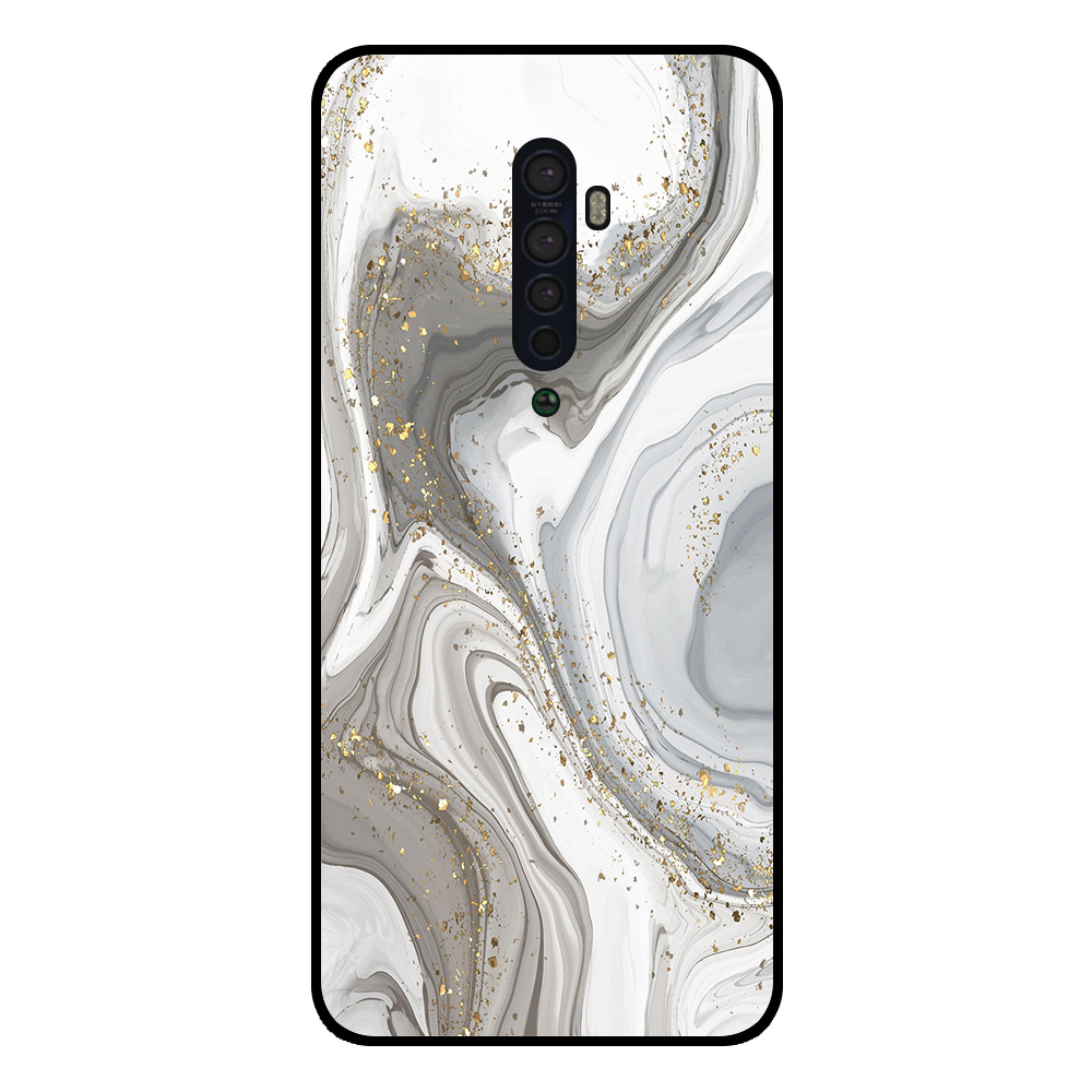 Oppo Reno2 telefoonhoesje met zilver marmer opdruk