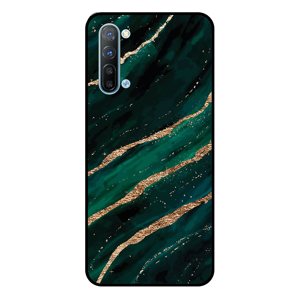 Oppo Reno3 5G telefoonhoesje met groen goud marmer opdruk