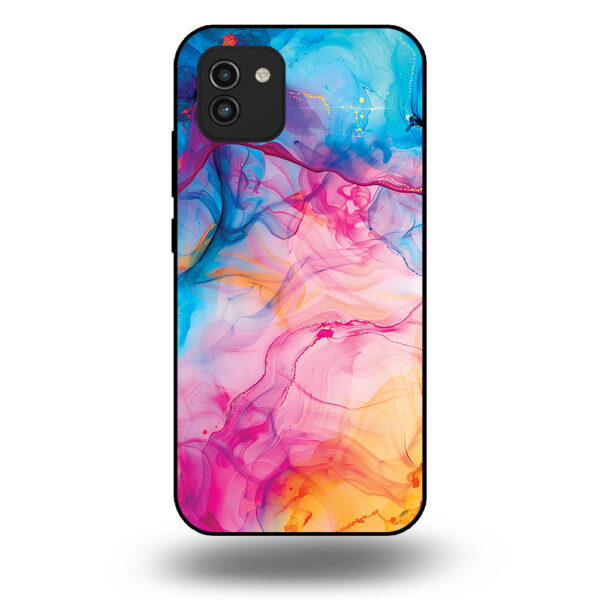 Telefoonhoesje voor Galaxy A03 met regenboog acryl marmer opdruk