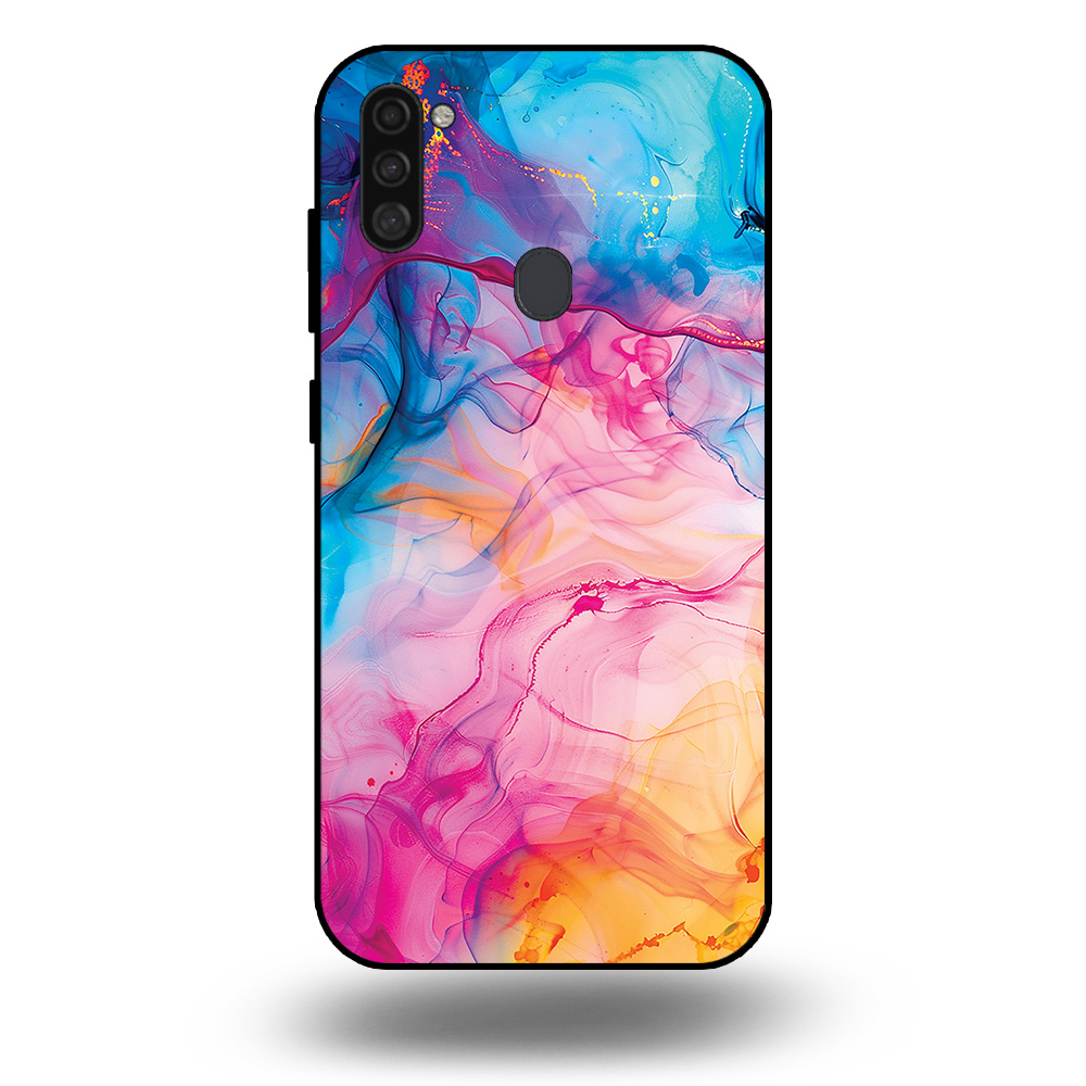 Telefoonhoesje voor Galaxy A11 met regenboog acryl marmer opdruk