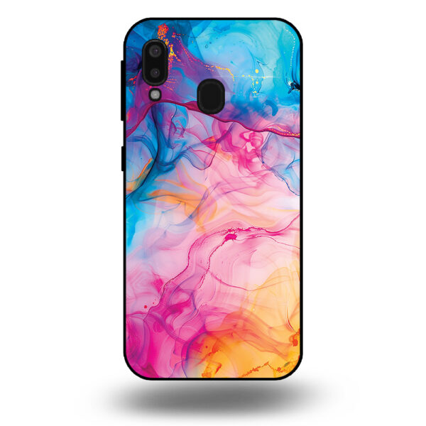 Telefoonhoesje voor Galaxy A20e met regenboog acryl marmer opdruk