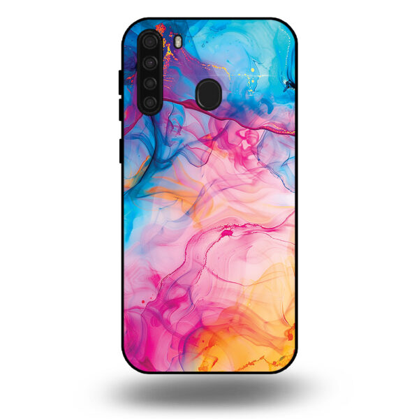 Telefoonhoesje voor Galaxy A21 met regenboog acryl marmer opdruk