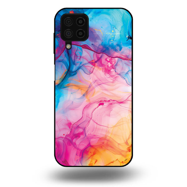 Telefoonhoesje voor Galaxy A22 met regenboog acryl marmer opdruk