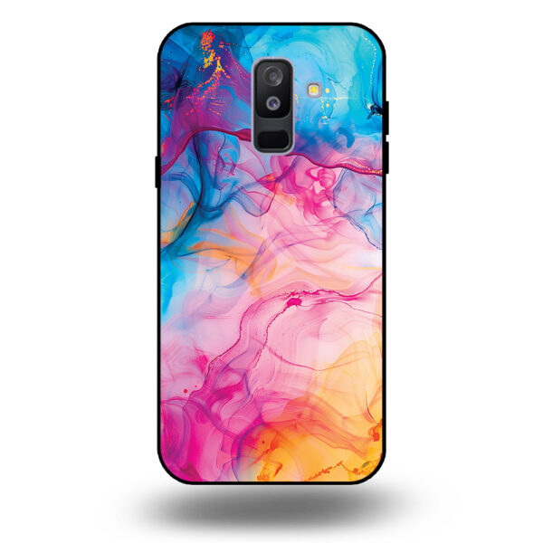 Telefoonhoesje voor Galaxy A6+ 2018 met regenboog acryl marmer opdruk