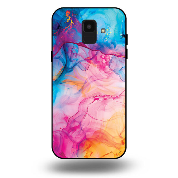 Telefoonhoesje voor Galaxy A6 2018 met regenboog acryl marmer opdruk