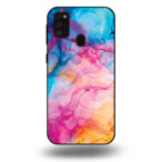 Telefoonhoesje voor Galaxy M21 met regenboog acryl marmer opdruk