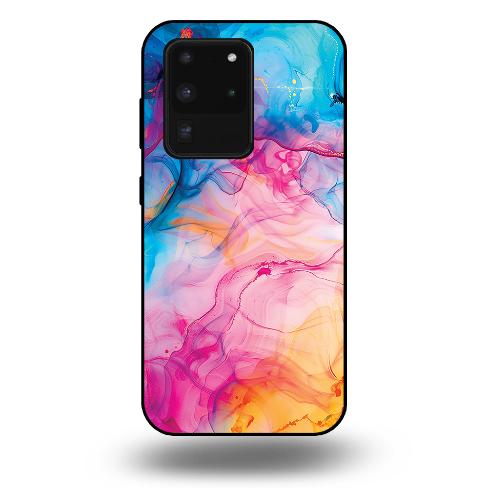 Telefoonhoesje voor Galaxy S20 Ultra met regenboog acryl marmer opdruk