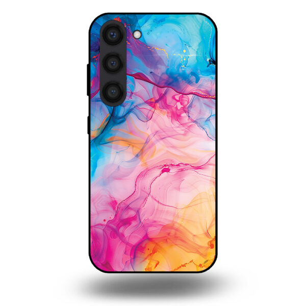 Telefoonhoesje voor Galaxy S23 met regenboog acryl marmer opdruk