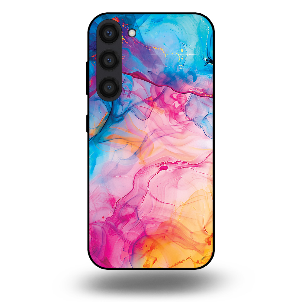 Telefoonhoesje voor Galaxy S23+met regenboog acryl marmer opdruk