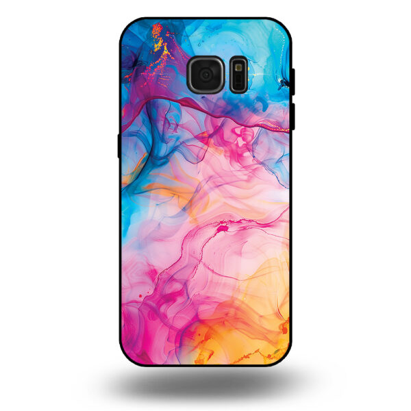 Telefoonhoesje voor Galaxy S7 edge met regenboog acryl marmer opdruk