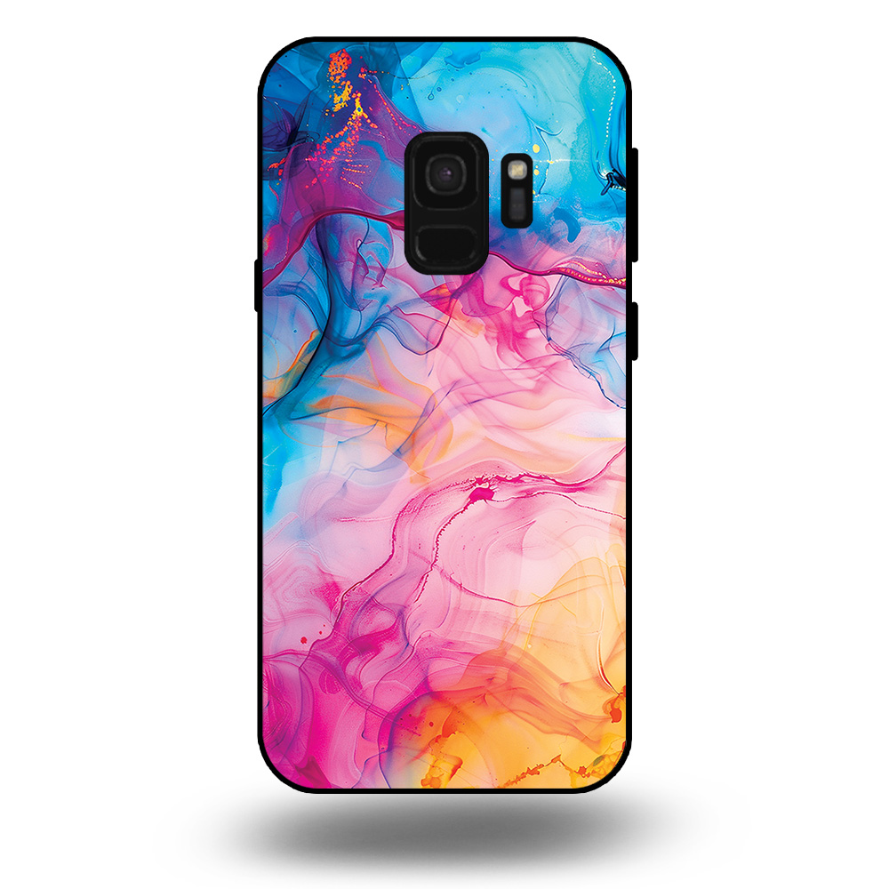 Telefoonhoesje voor Galaxy S9 met regenboog acryl marmer opdruk