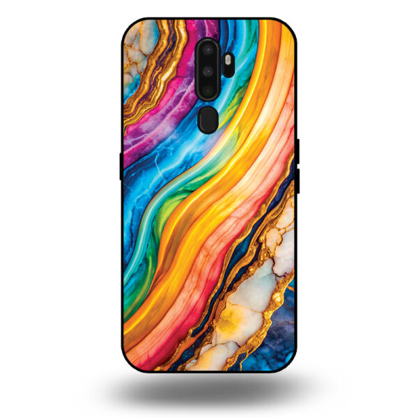 Telefoonhoesje voor Oppo A5 2020 met regenboog goud marmer opdruk