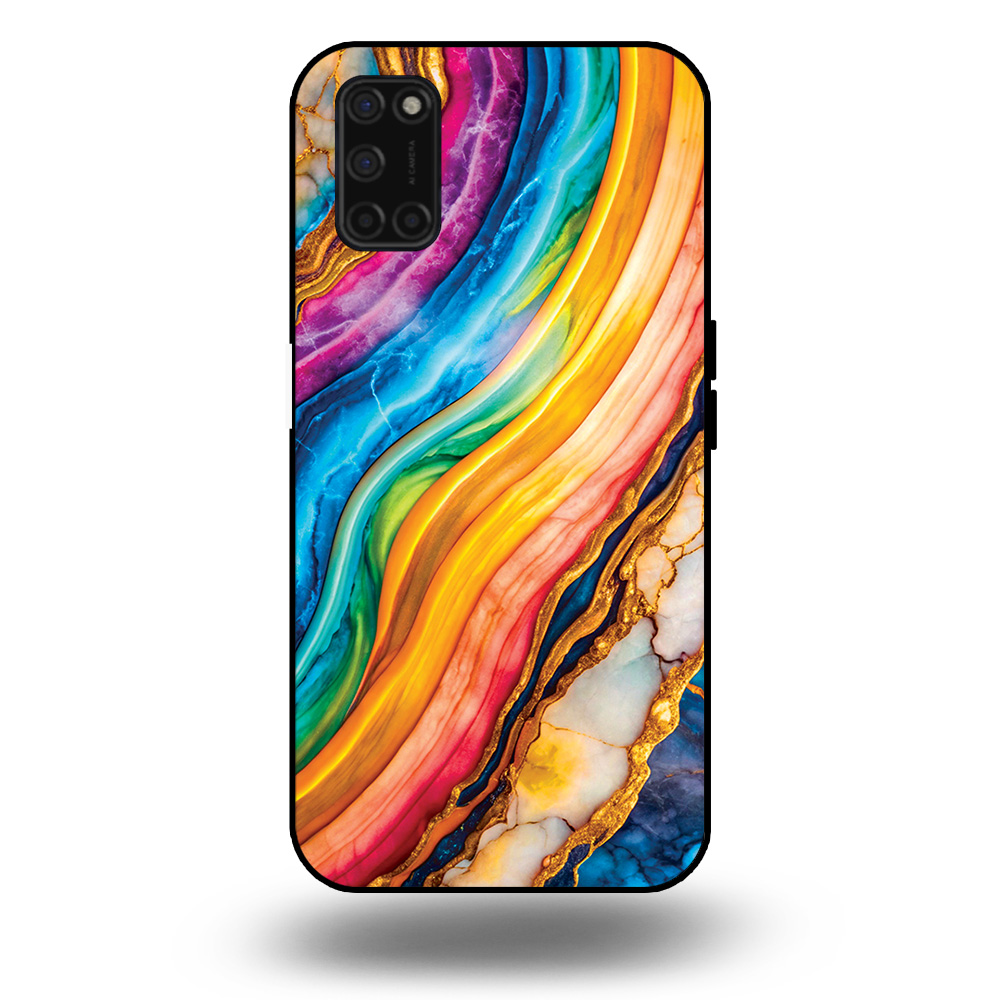 Telefoonhoesje voor Oppo A52 met regenboog goud marmer opdruk