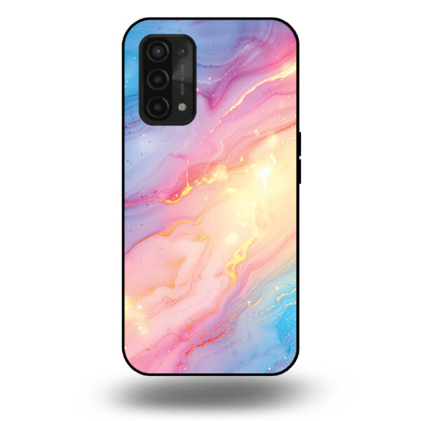 Telefoonhoesje voor Oppo A54 5G met regenboog glitter marmer opdruk