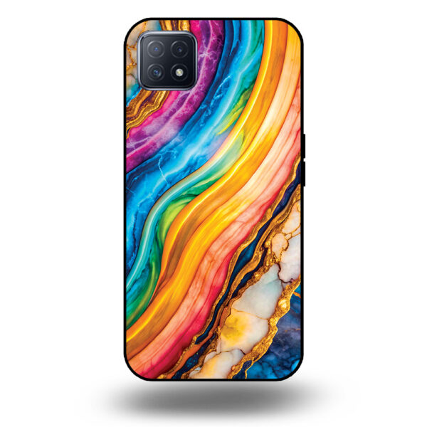 Telefoonhoesje voor Oppo A72 5G met regenboog goud marmer opdruk