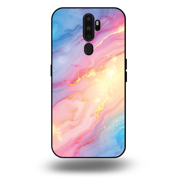 Telefoonhoesje voor Oppo A9 2020 met regenboog glitter marmer opdruk