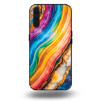 Telefoonhoesje voor Oppo A91 met regenboog goud marmer opdruk