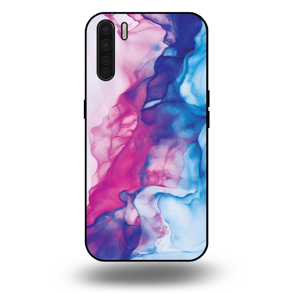 Telefoonhoesje voor Oppo A91 met roze blauw marmer opdruk