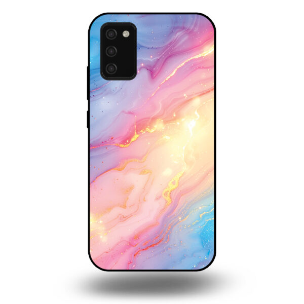 Telefoonhoesje voor Samsung Galaxy A02 met regenboog glitter marmer opdruk