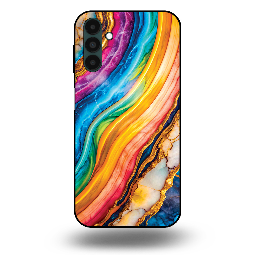 Telefoonhoesje voor Samsung Galaxy A04s met regenboog goud marmer opdruk