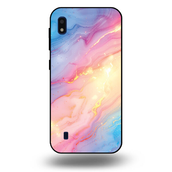 Telefoonhoesje voor Samsung Galaxy A10 met regenboog glitter marmer opdruk