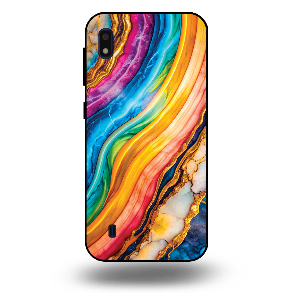 Telefoonhoesje voor Samsung Galaxy A10 met regenboog goud marmer opdruk