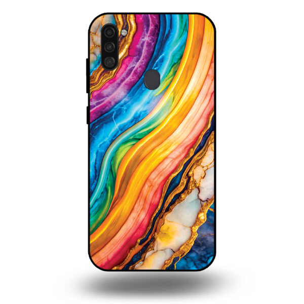 Telefoonhoesje voor Samsung Galaxy A11 met regenboog goud marmer opdruk