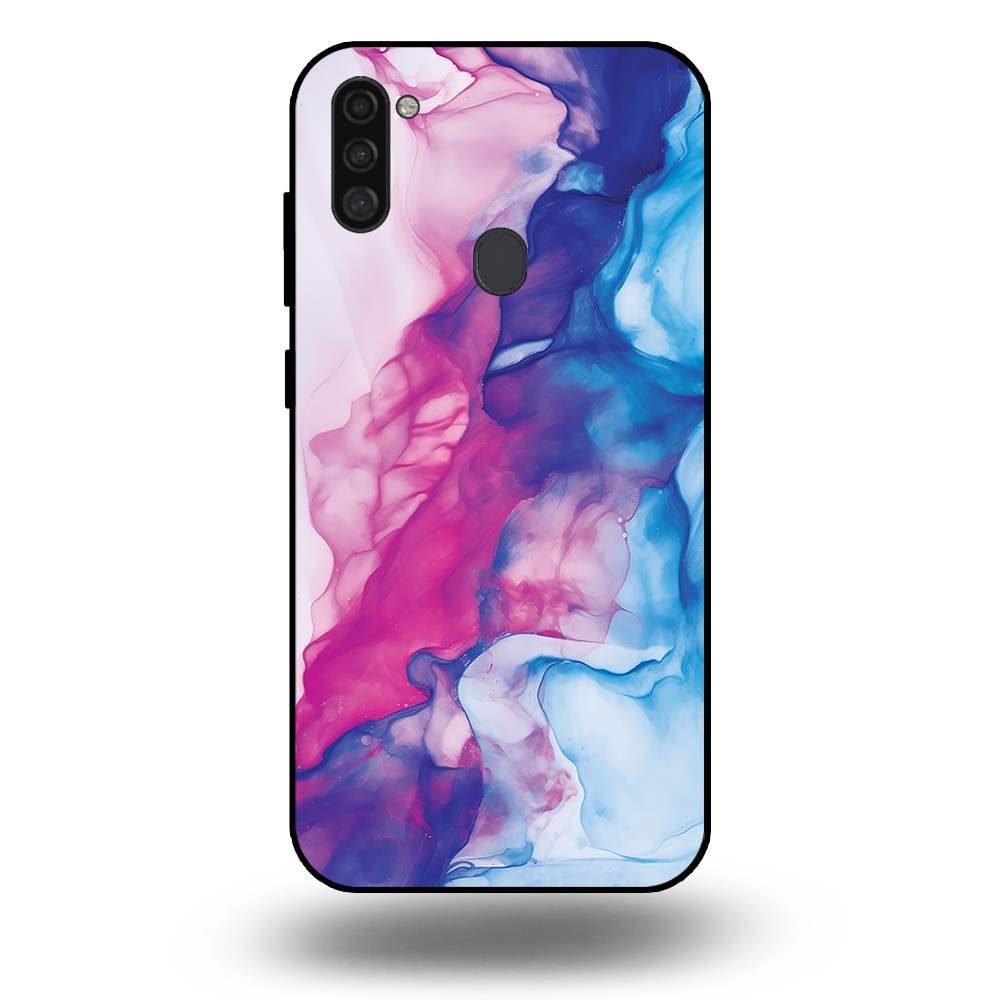 Telefoonhoesje voor Samsung Galaxy A11 met roze blauw marmer opdruk