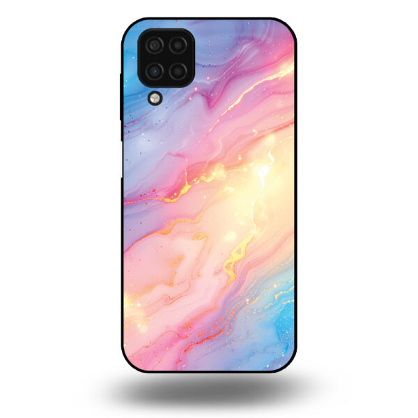 Telefoonhoesje voor Samsung Galaxy A12 met regenboog glitter marmer opdruk