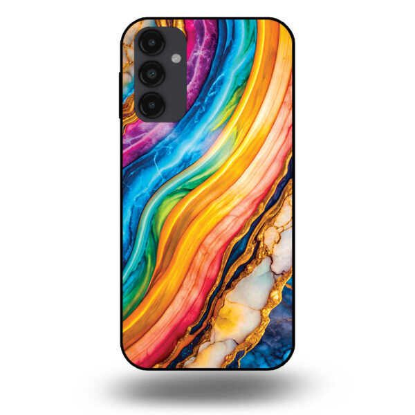 Telefoonhoesje voor Samsung Galaxy A14 met regenboog goud marmer opdruk